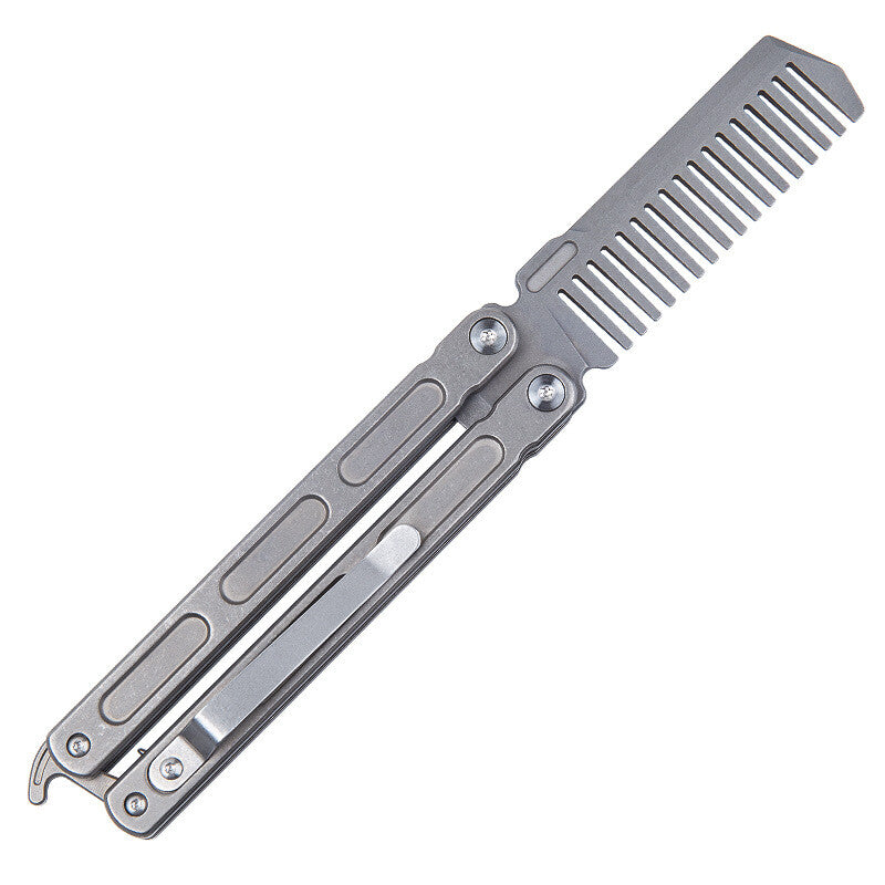 Titanium Practice Balisong Butterfly Trainer Folding Knife bottle opener EDC