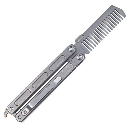 Titanium Practice Balisong Butterfly Trainer Folding Knife bottle opener EDC