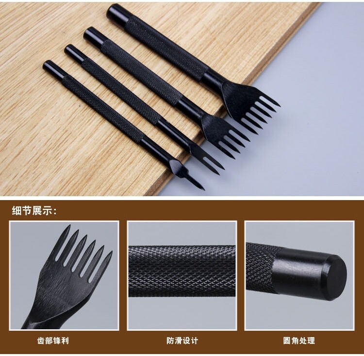 Leather Craft Tools Hole Punches Stitching Punch Diamone Chisel Set  3/4/5/6mm