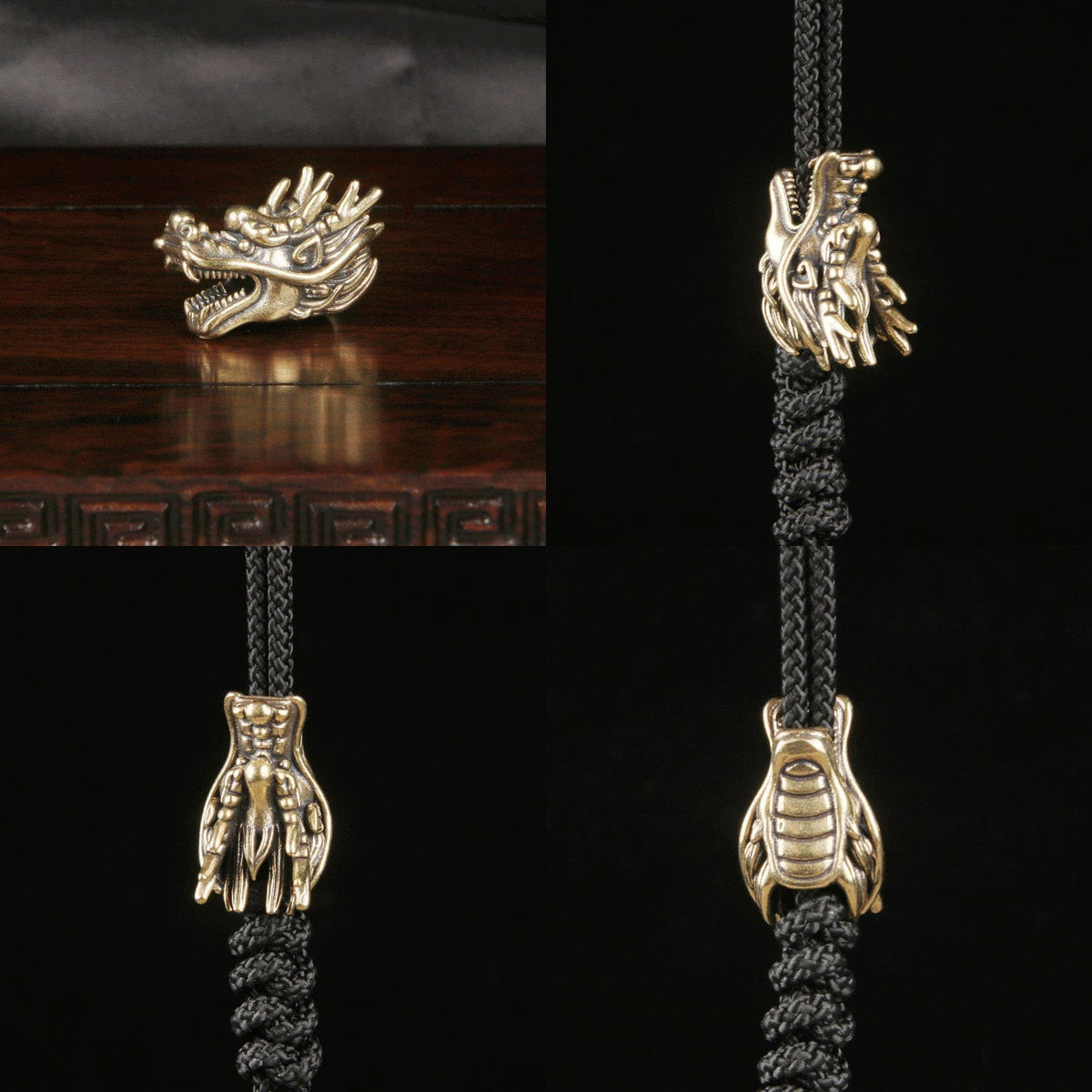 Brass EDC Lanyard Skull Knight Dragon Spartan Wolf Snake Cape Bead Keychain Drop