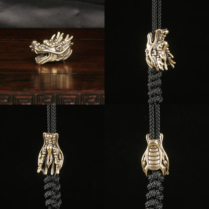 Brass EDC Lanyard Skull Knight Dragon Spartan Wolf Snake Cape Bead Keychain Drop