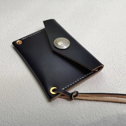 Handmade Japanese Style Unique Design Minimalist Genuine Leather Card Holder