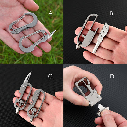 Small Titanium Alloy Keychain Knife Carabiner Pocket Folding Knife Portable Tool