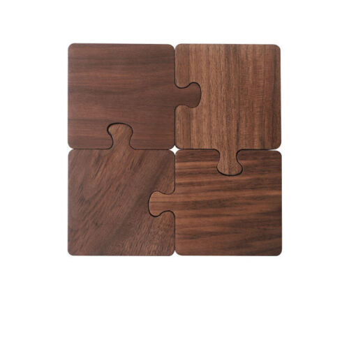 Natural Wooden Tea Coasters Heat Resistant Eco Friendly Handmade Puzzle Design