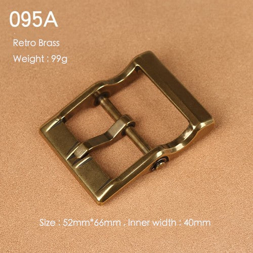 Brass Belt Buckle for Men Leather Belt Pin Buckle Stainless Steel Vintage Style