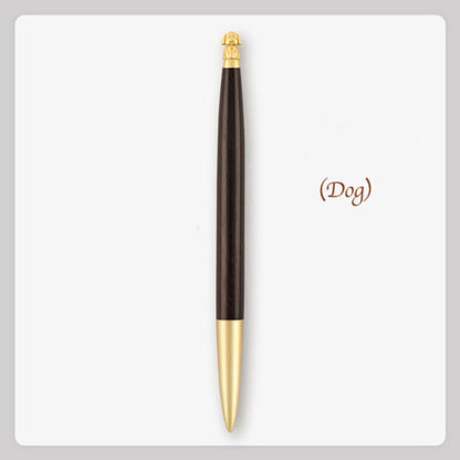 Brass Wood Zodiac Animal Design Signature Pen Customizable Logo Business Office Gift