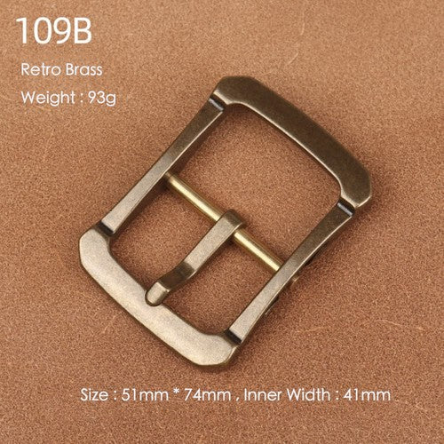 Brass Belt Buckle for Men Leather Belt Pin Buckle Stainless Steel Vintage Style