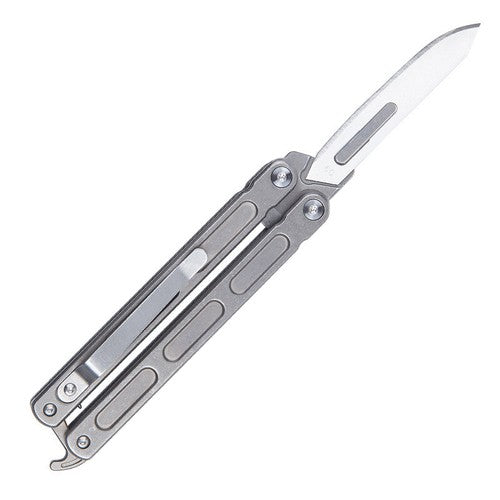 Titanium Practice Balisong Butterfly Trainer Folding Knife bottle opener EDC