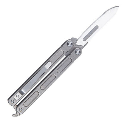 Titanium Practice Balisong Butterfly Trainer Folding Knife bottle opener EDC