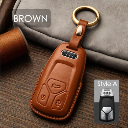 Handmade Genuine Leather Craft Car Key Fob Case Cover For AUDI Keychains bag