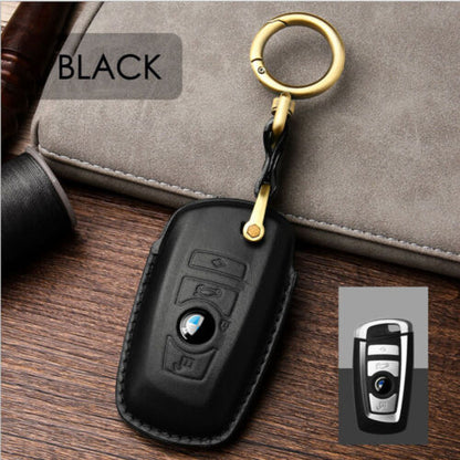 Handmade Genuine Leather Craft Car Key Fob Case Cover Fore BMW Keychains bag