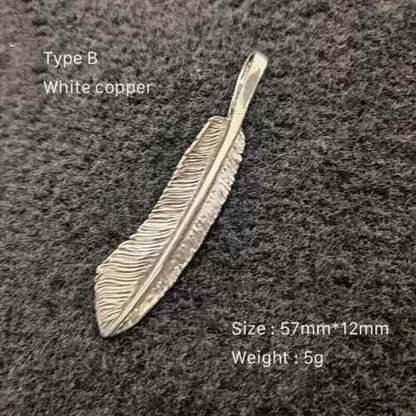 Artistic Brass Feather Design Pendant Keychain Wallet Bag Accessories Craft DIY