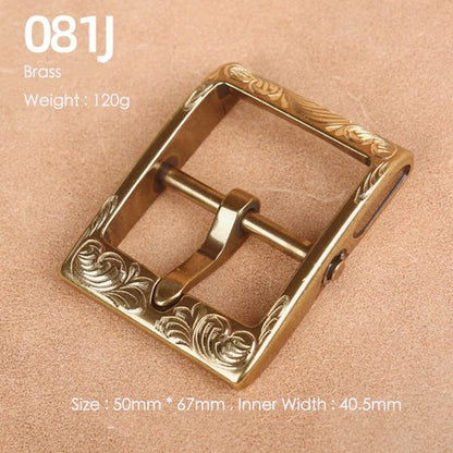 Brass Belt Buckle for Men Leather Belt Pin Buckle Stainless Steel Vintage Style