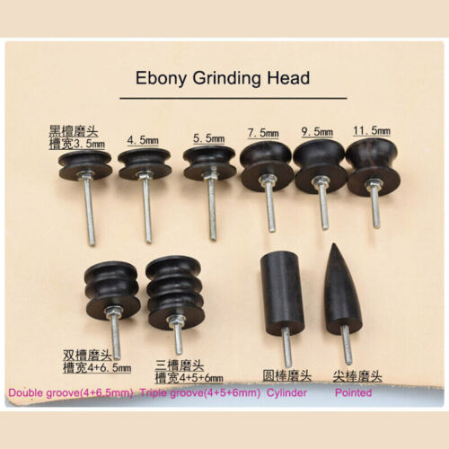 Leather Craft Electric Burnisher Polish Machine Diamond/Ebony Grinding Head Set