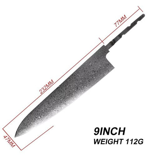 VG10 Damascus Steel Chef Knife Blank Blade DIY Home Hobby Kitchen Tools Material