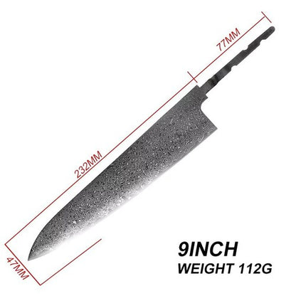 VG10 Damascus Steel Chef Knife Blank Blade DIY Home Hobby Kitchen Tools Material
