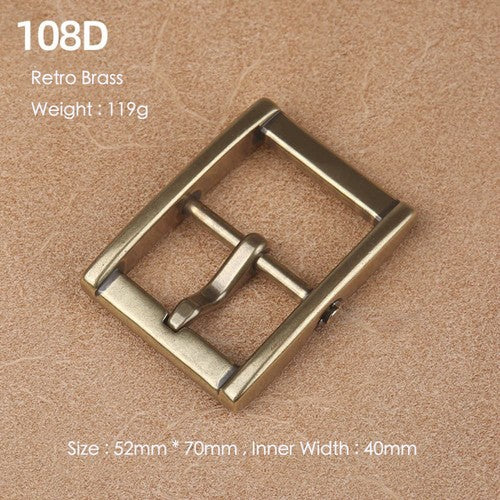 Brass Belt Buckle for Men Leather Belt Pin Buckle Stainless Steel Vintage Style