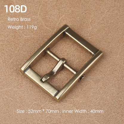 Brass Belt Buckle for Men Leather Belt Pin Buckle Stainless Steel Vintage Style