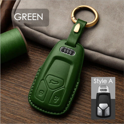 Handmade Genuine Leather Craft Car Key Fob Case Cover For AUDI Keychains bag