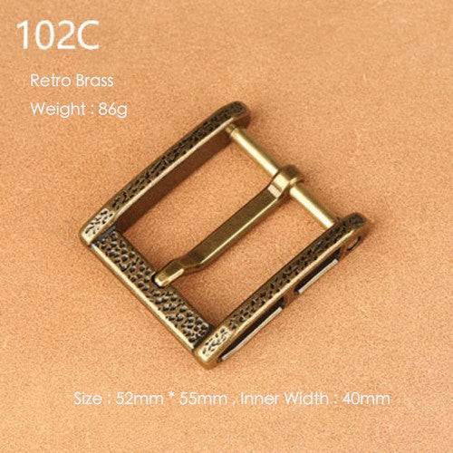 Brass Belt Buckle for Men Leather Belt Pin Buckle Stainless Steel Vintage Style