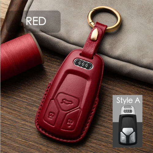 Handmade Genuine Leather Craft Car Key Fob Case Cover For AUDI Keychains bag