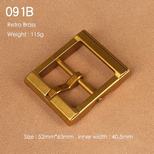 Brass Belt Buckle for Men Leather Belt Pin Buckle Stainless Steel Vintage Style