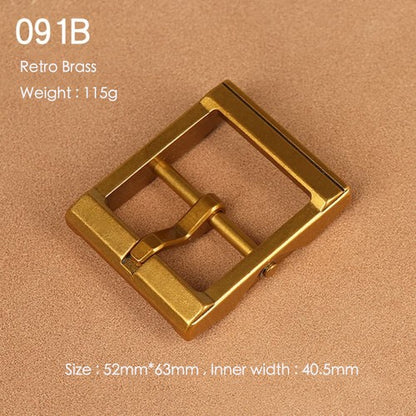 Brass Belt Buckle for Men Leather Belt Pin Buckle Stainless Steel Vintage Style