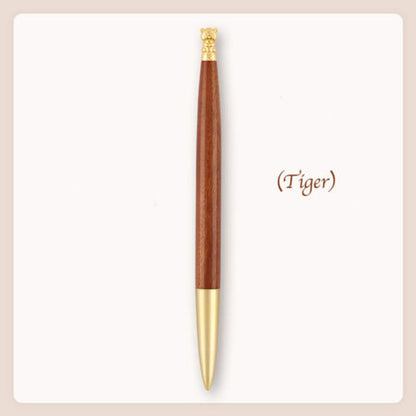 Brass Wood Zodiac Animal Design Signature Pen Customizable Logo Business Office Gift