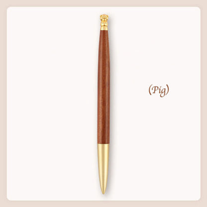 Brass Wood Zodiac Animal Design Signature Pen Customizable Logo Business Office Gift