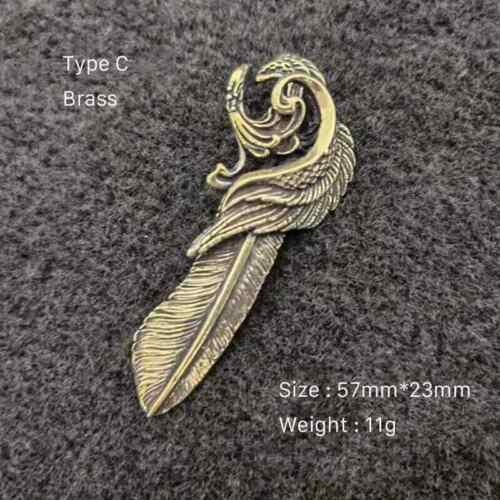 Artistic Brass Feather Design Pendant Keychain Wallet Bag Accessories Craft DIY