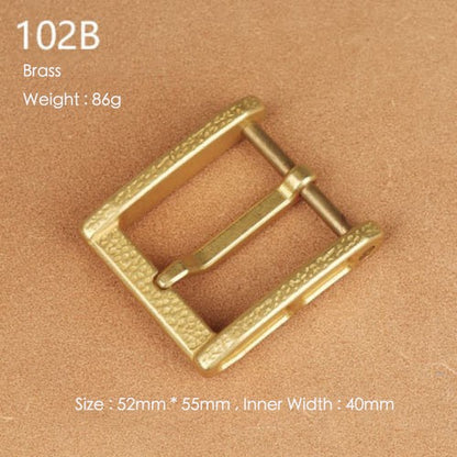 Brass Belt Buckle for Men Leather Belt Pin Buckle Stainless Steel Vintage Style