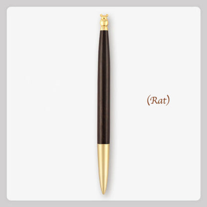 Brass Wood Zodiac Animal Design Signature Pen Customizable Logo Business Office Gift