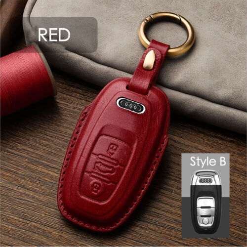 Handmade Genuine Leather Craft Car Key Fob Case Cover For AUDI Keychains bag