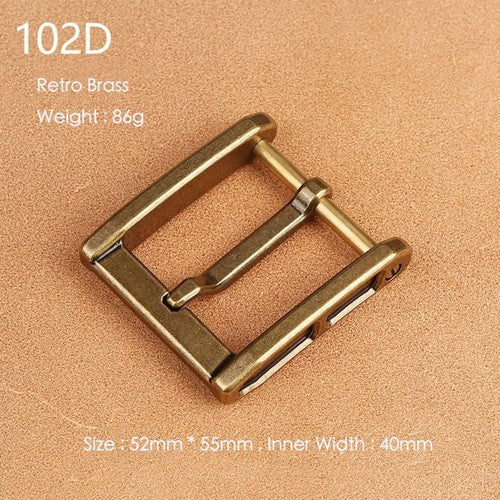 Brass Belt Buckle for Men Leather Belt Pin Buckle Stainless Steel Vintage Style