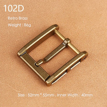 Brass Belt Buckle for Men Leather Belt Pin Buckle Stainless Steel Vintage Style