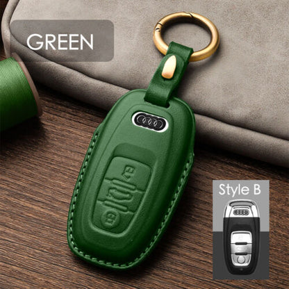 Handmade Genuine Leather Craft Car Key Fob Case Cover For AUDI Keychains bag