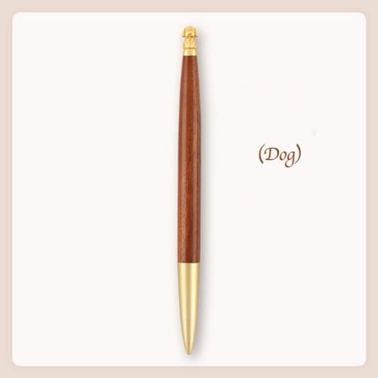 Brass Wood Zodiac Animal Design Signature Pen Customizable Logo Business Office Gift