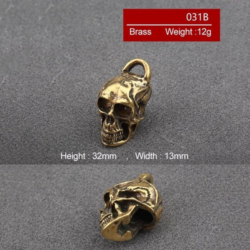 Brass Copper Skull Pendant Keychain Vintage Biker Style Creative Accessory