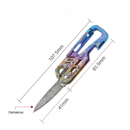 Multifunctional Titanium Alloy Keychain Bottle Opener Portable Damascus Knife