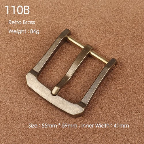 Brass Belt Buckle for Men Leather Belt Pin Buckle Stainless Steel Vintage Style