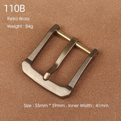 Brass Belt Buckle for Men Leather Belt Pin Buckle Stainless Steel Vintage Style
