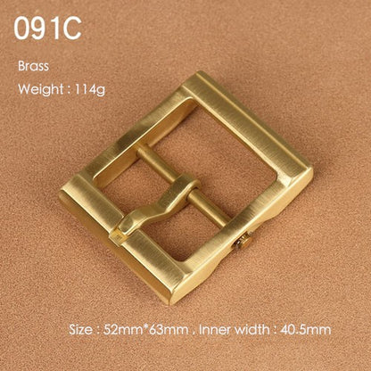 Brass Belt Buckle for Men Leather Belt Pin Buckle Stainless Steel Vintage Style