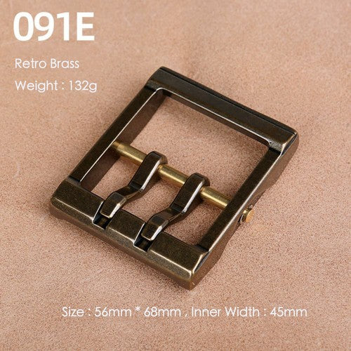 Brass Belt Buckle for Men Leather Belt Pin Buckle Stainless Steel Vintage Style