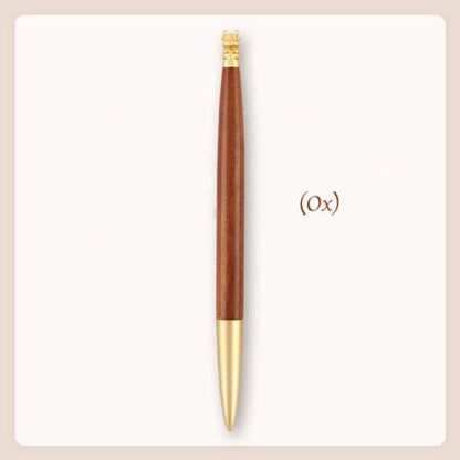 Brass Wood Zodiac Animal Design Signature Pen Customizable Logo Business Office Gift