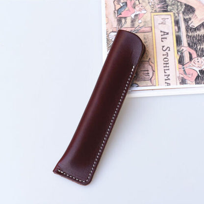 Handmade custom Made Genuine Leather Craft Cowhide Pen Case Pencil Bag Holder