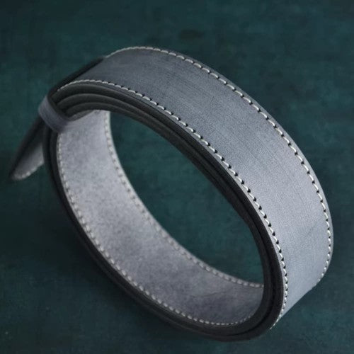 Handcrafted Italian Vegetable Tanned Leather Belt Strap with Hand Sewn Stitch