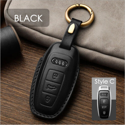 Handmade Genuine Leather Craft Car Key Fob Case Cover For AUDI Keychains bag