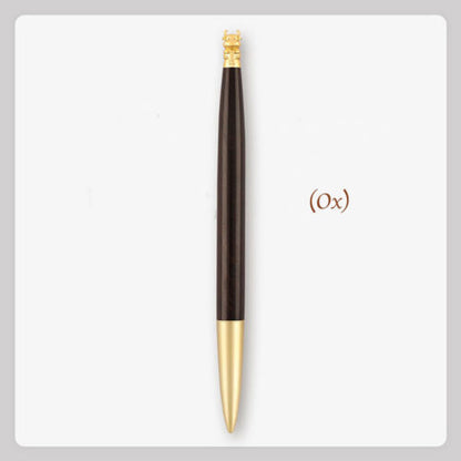 Brass Wood Zodiac Animal Design Signature Pen Customizable Logo Business Office Gift