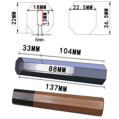 Japanese Style Octagonal Sandalwoood Handle Material DIY Making Chief Knife