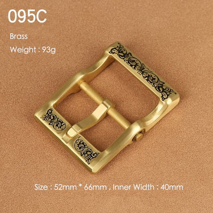 Brass Belt Buckle for Men Leather Belt Pin Buckle Stainless Steel Vintage Style
